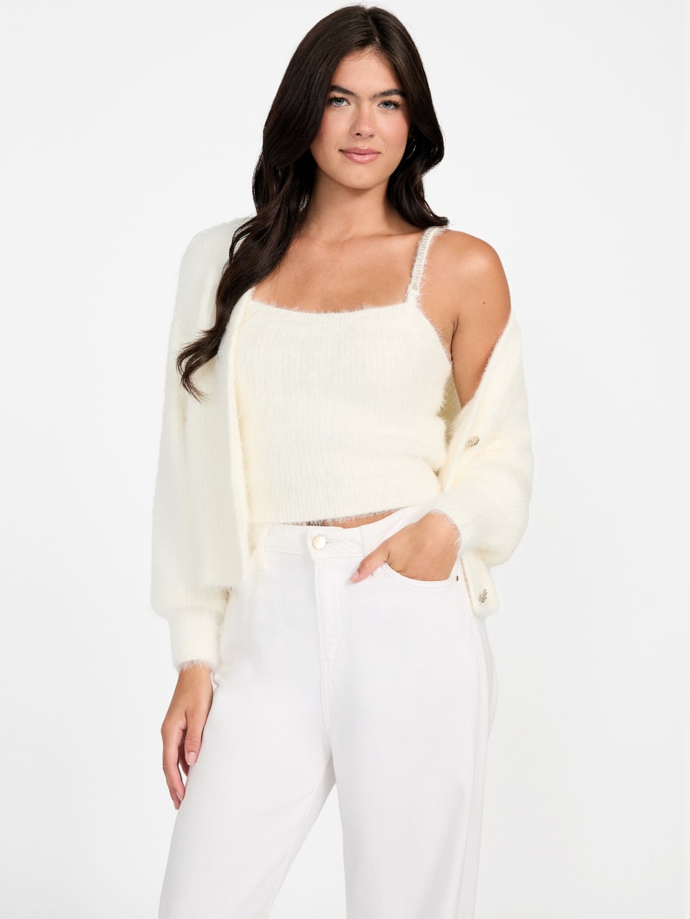 Keyla Fuzzy Sweater Crop Cami - Guess