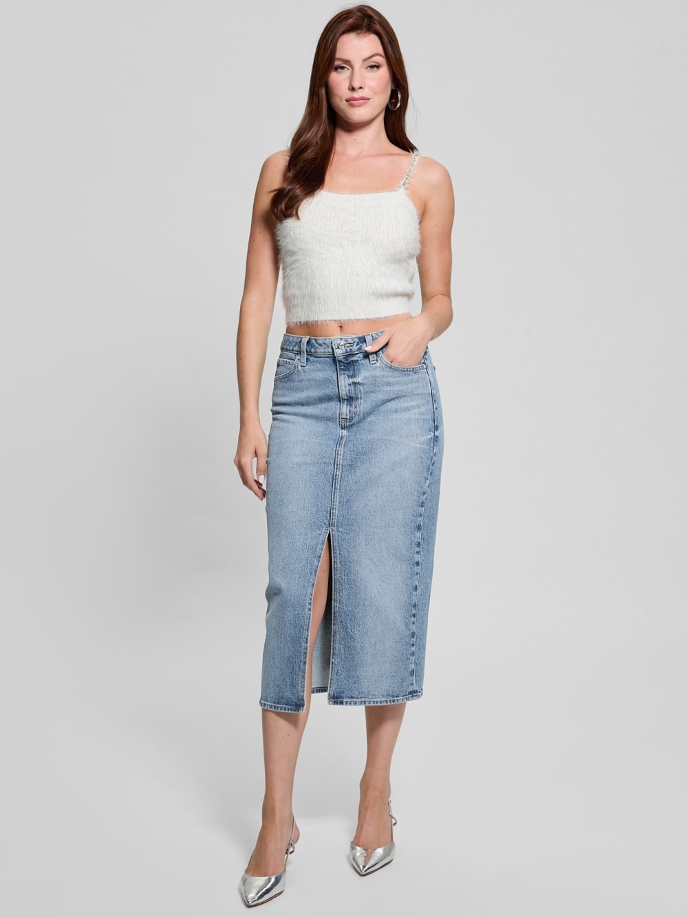 Keyla Fuzzy Sweater Crop Cami - Guess