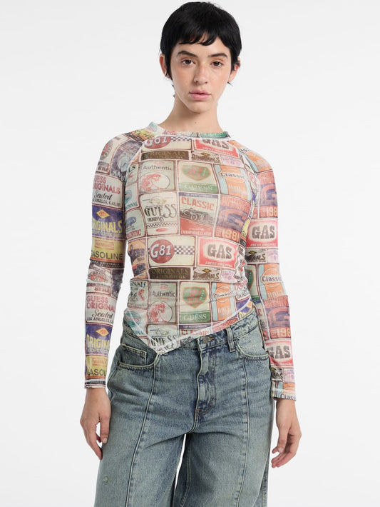 GUESS Originals Printed Mesh Top - Guess