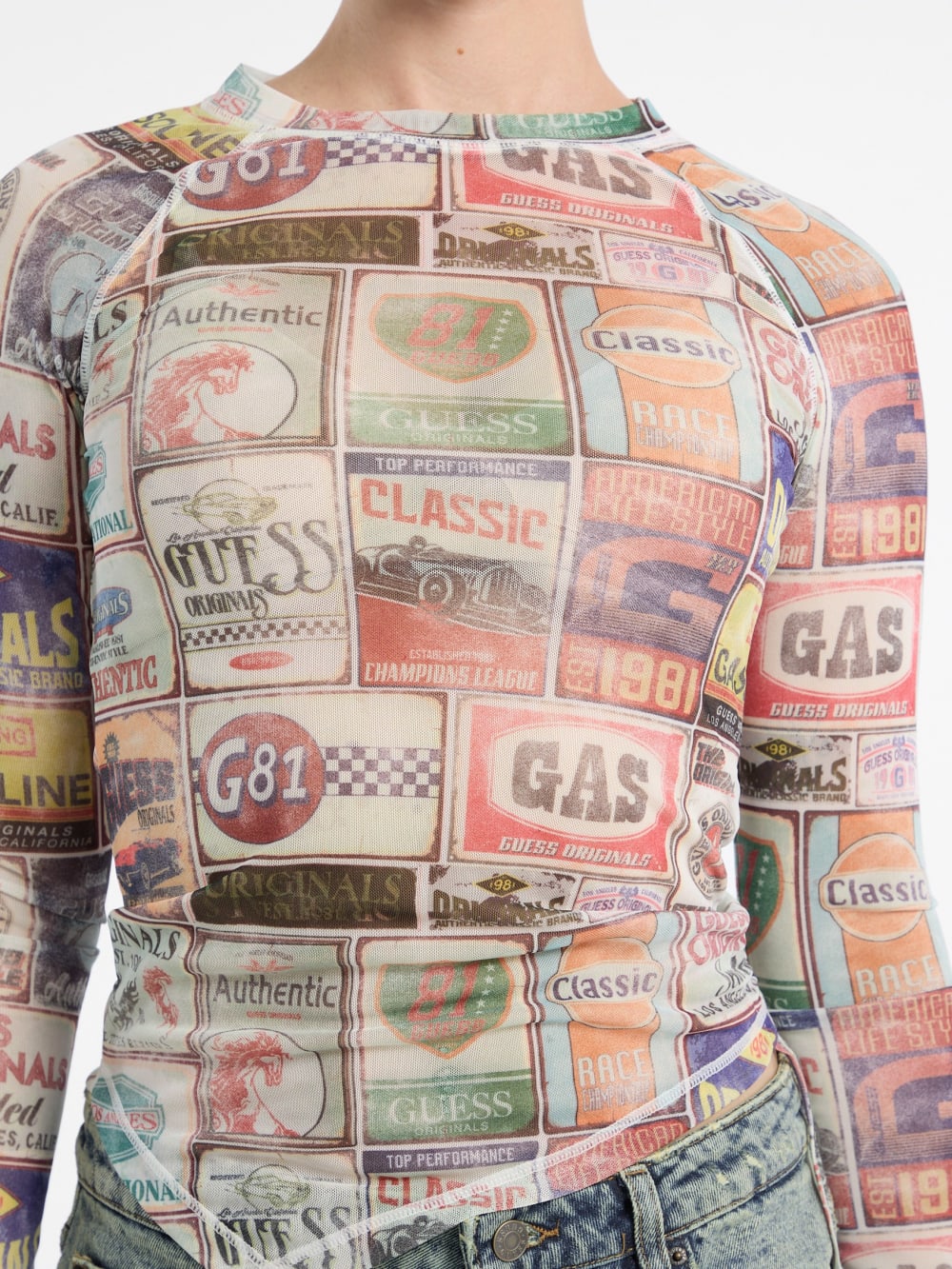 GUESS Originals Printed Mesh Top - Guess