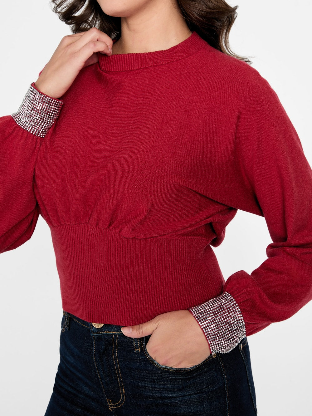 Eco Posa Bling Cuff Sweater - Guess