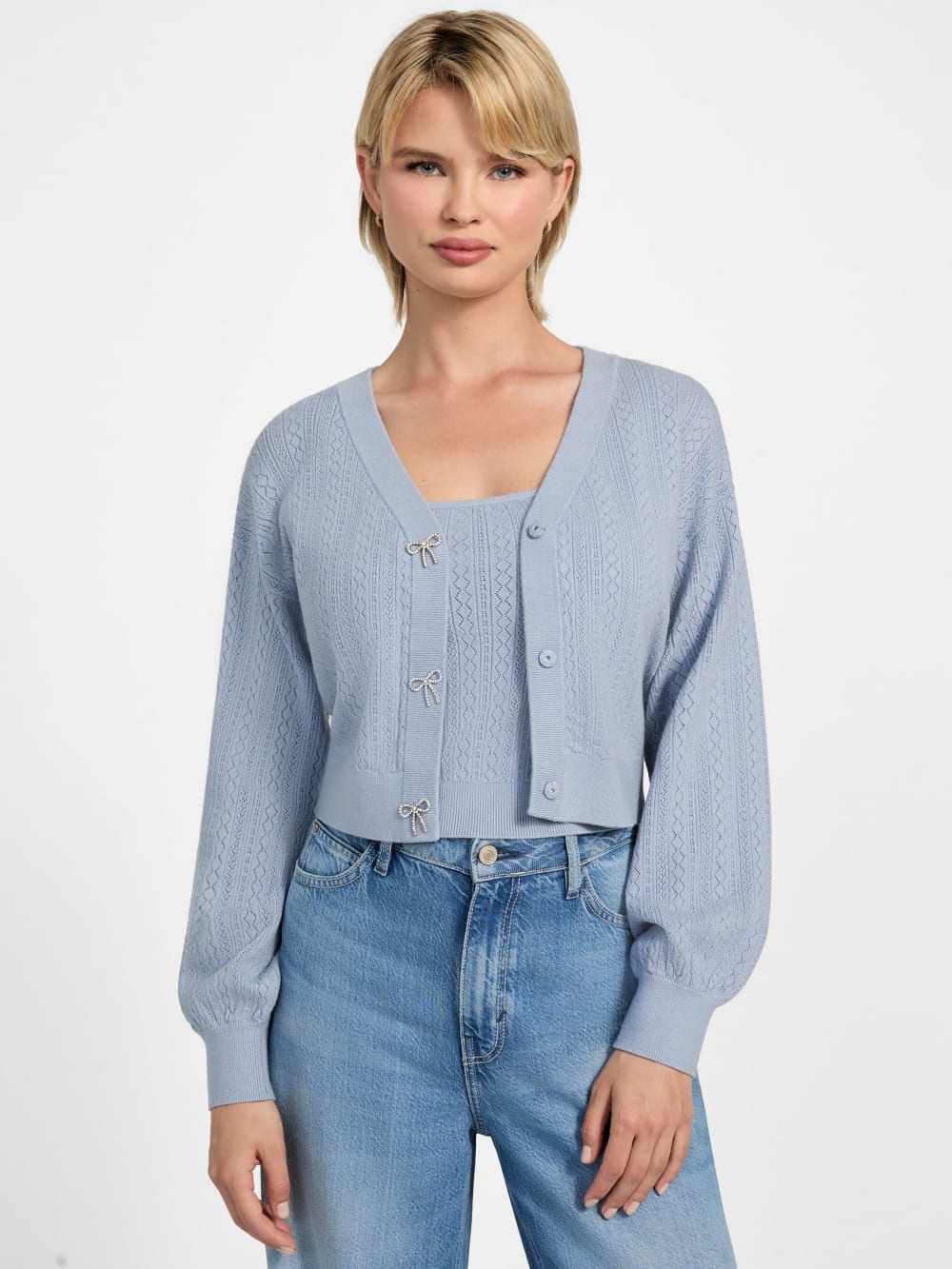 Eco Lyla Bow Cardigan Sweater - Guess