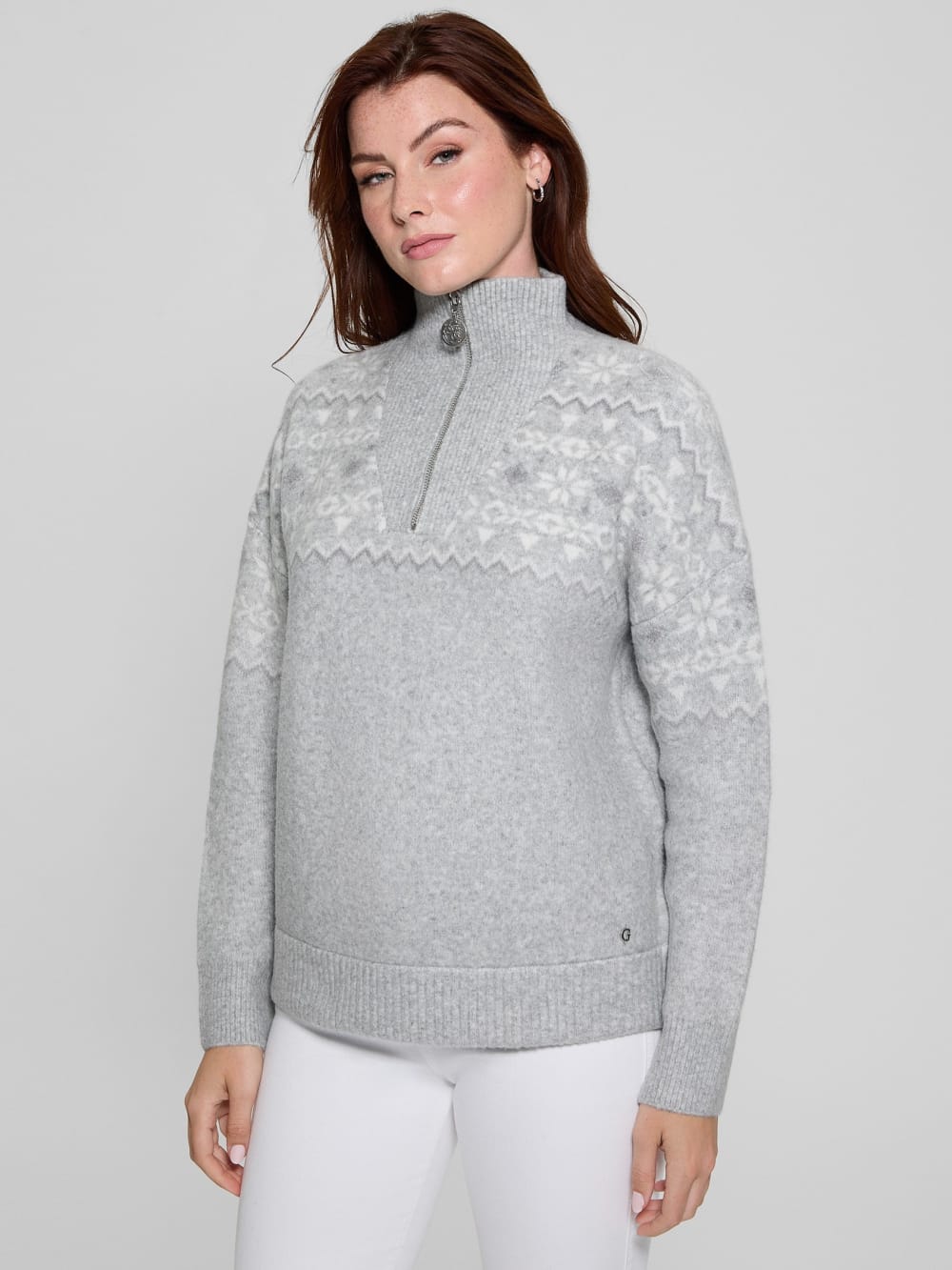 Half-Zip Wool-Blend Pullover Sweater - Guess