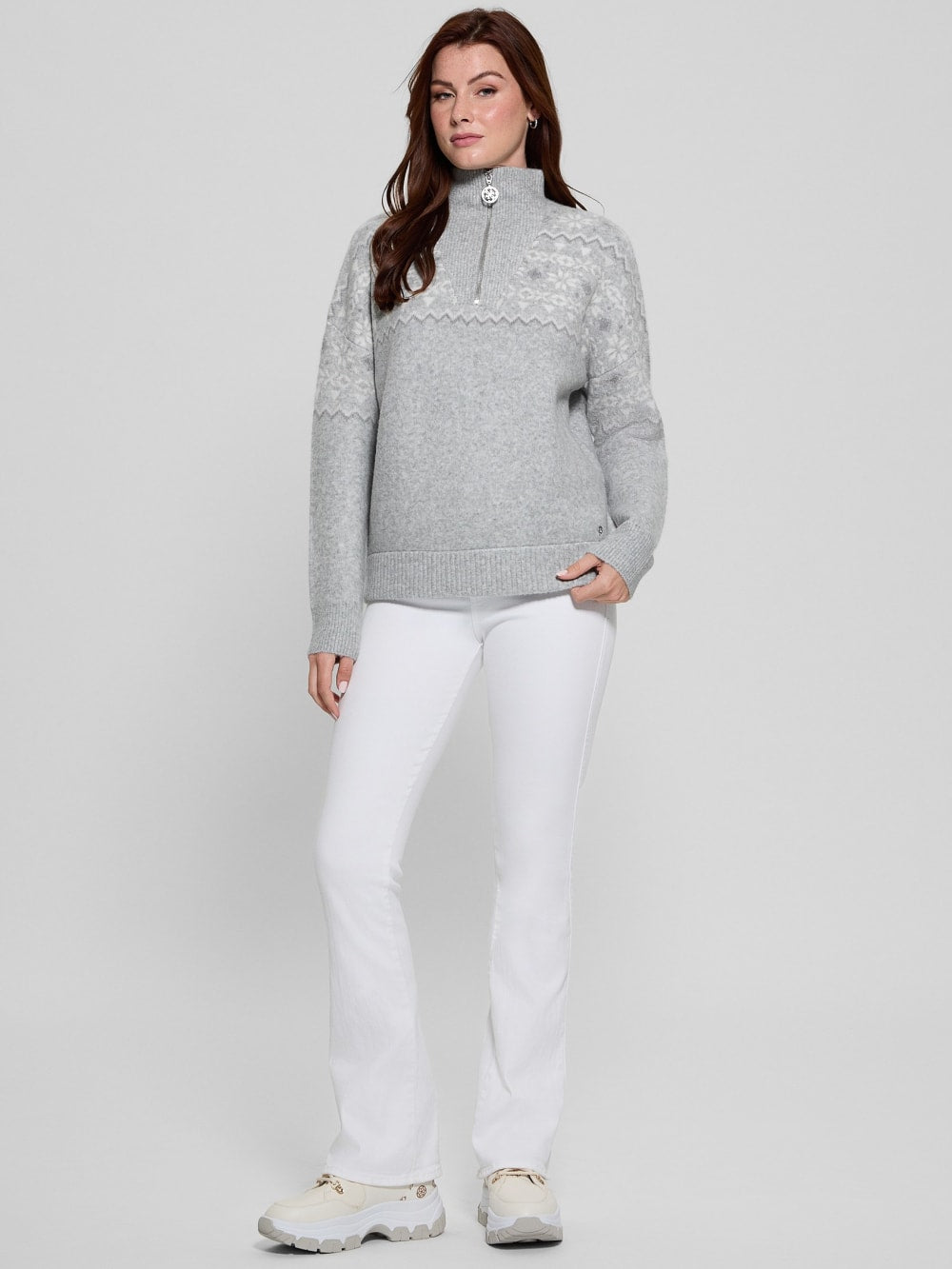 Half-Zip Wool-Blend Pullover Sweater - Guess