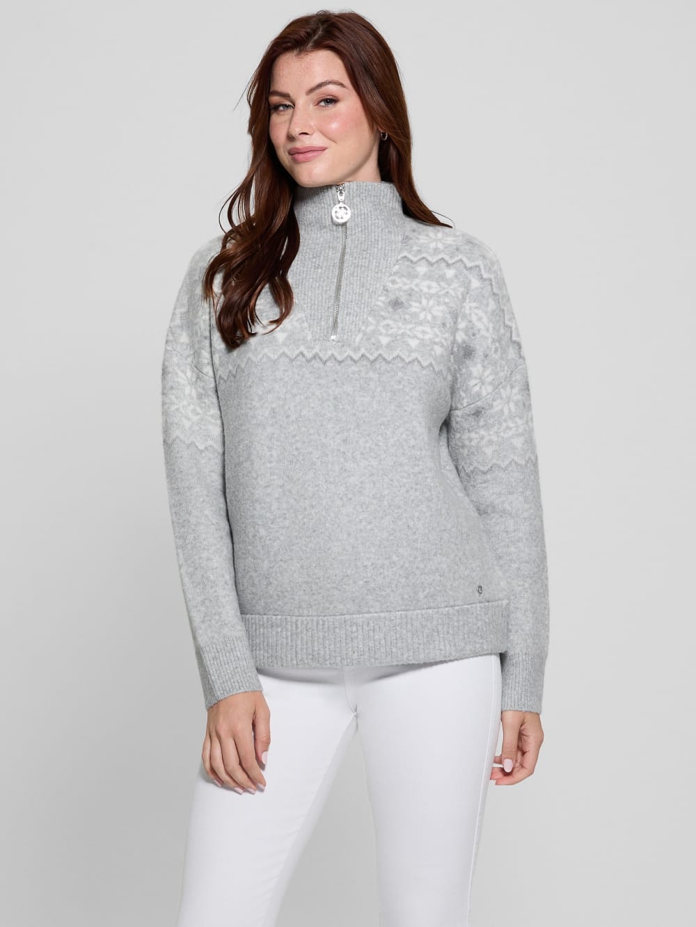 Half-Zip Wool-Blend Pullover Sweater - Guess