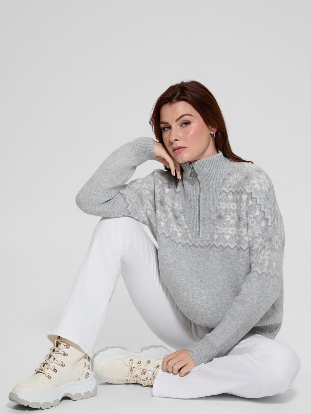 Half-Zip Wool-Blend Pullover Sweater - Guess