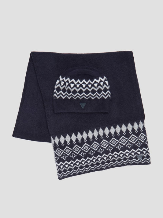 Jacquard Beanie & Scarf Set - Guess