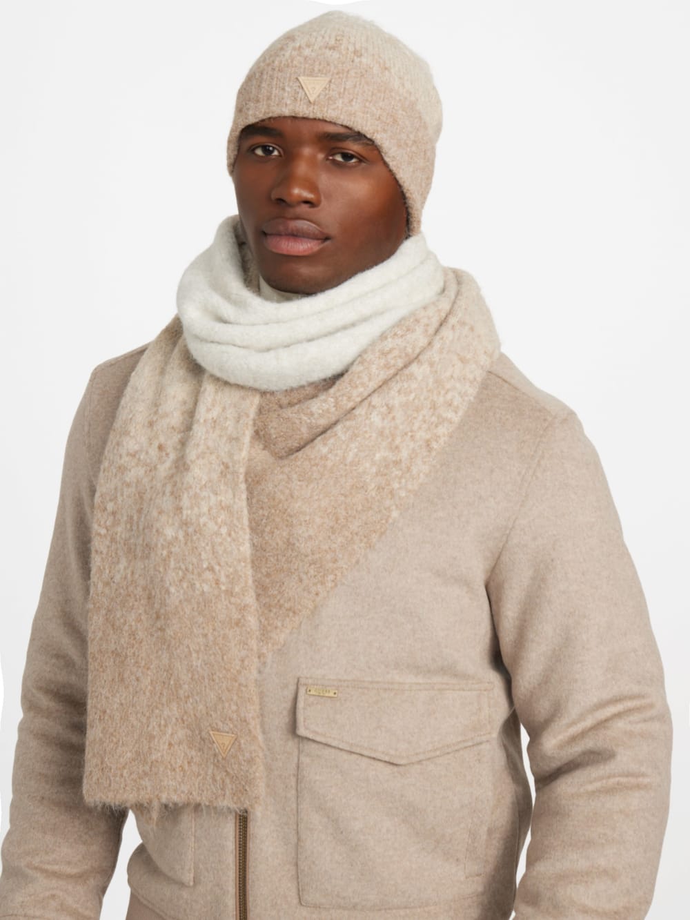 Trey Marled Striped Beanie - Guess