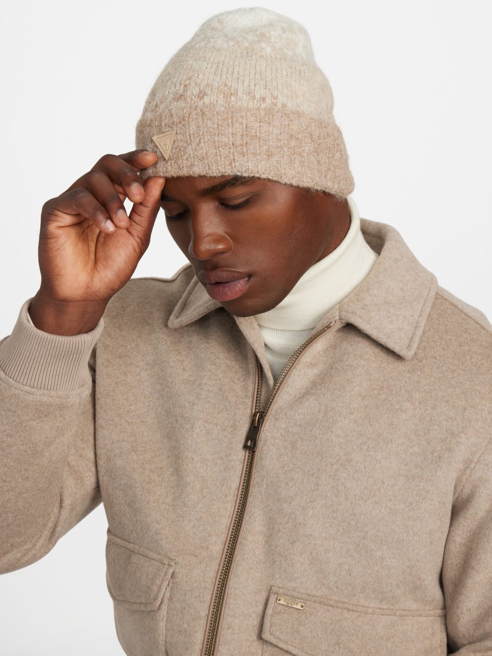 Trey Marled Striped Beanie - Guess