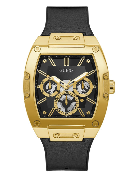 Black And Gold-Tone Square Multifunction Watch - Guess