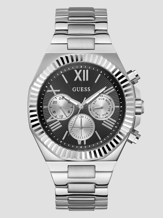 Silver-Tone and Black Multifunction Watch - Guess