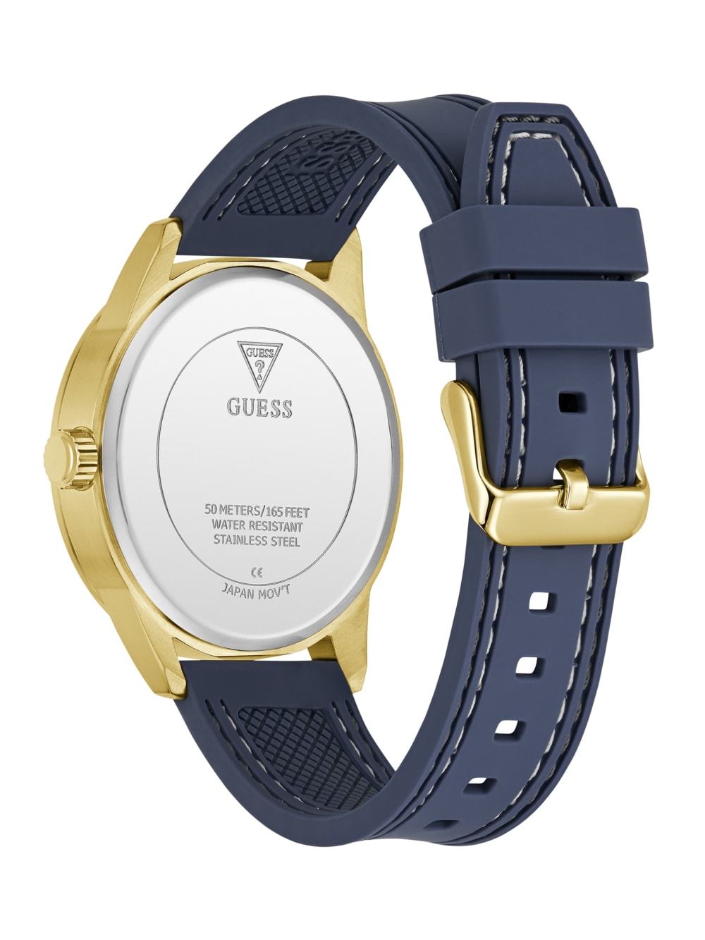 Gold-Tone and Blue Silicone Multifunction Watch - Guess