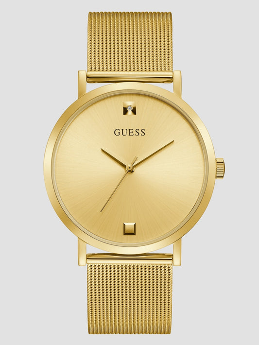 Gold-Tone Mesh Diamond Analog Watch - Guess