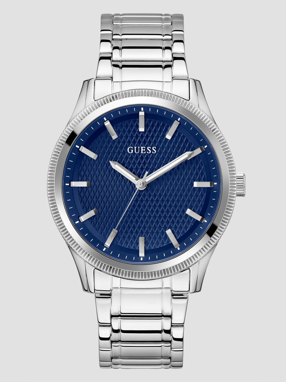 Silver-Tone and Blue Analog Watch - Guess