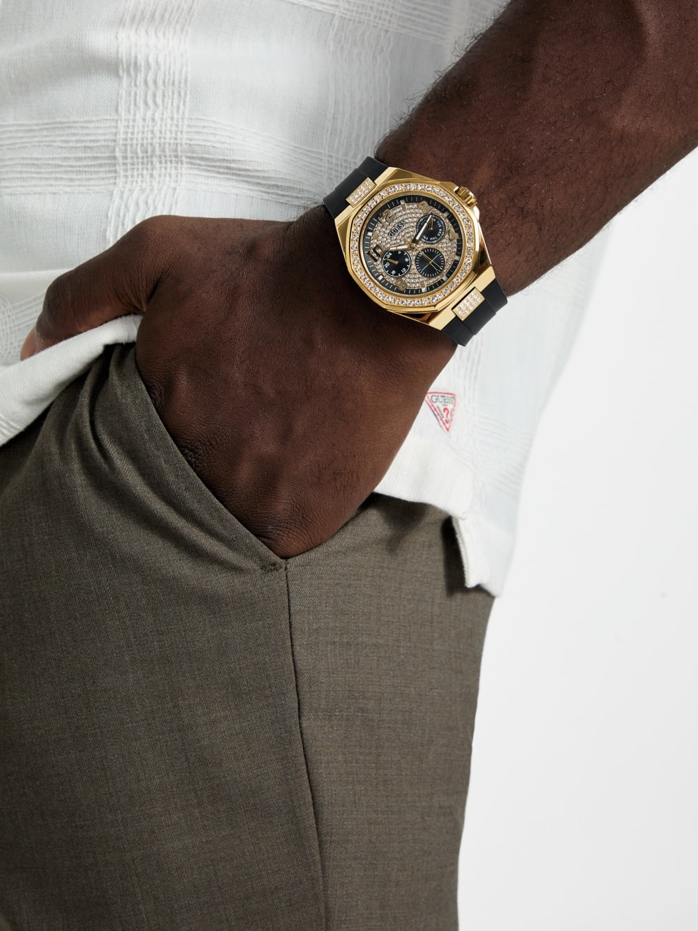 Gold-Tone and Black Multifunctional Watch - Guess