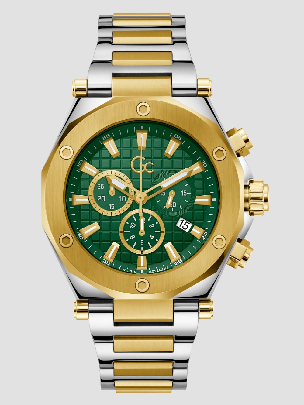Gc Two-Tone and Green Chronograph Watch - Guess