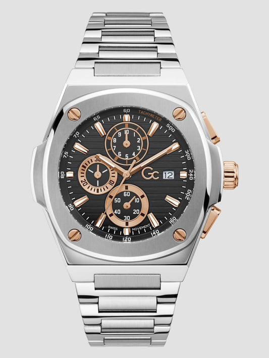 Silver-Tone and Black Chronograph Watch - Guess