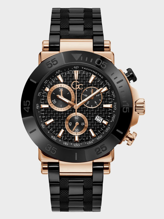Gc Black and Rose Gold-Tone Chronograph Watch - Guess