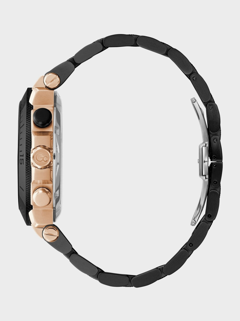 Gc Black and Rose Gold-Tone Chronograph Watch - Guess