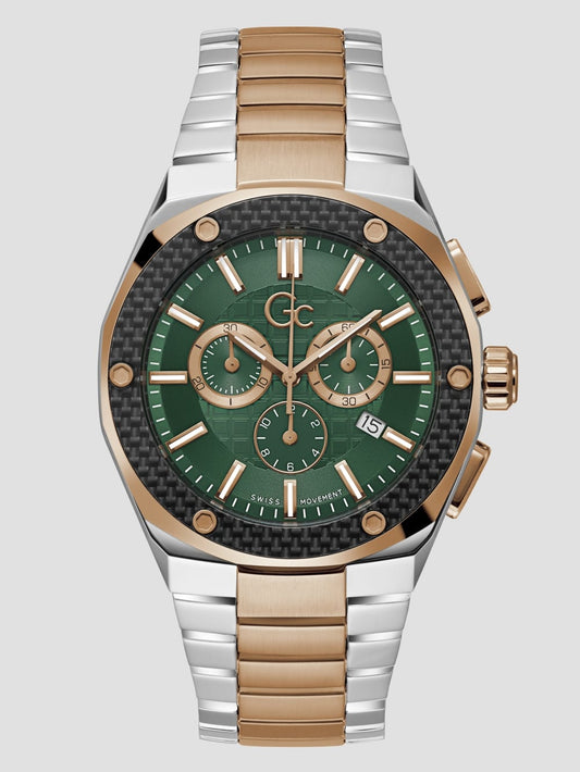 Two-Tone and Green Chronograph Watch - Guess