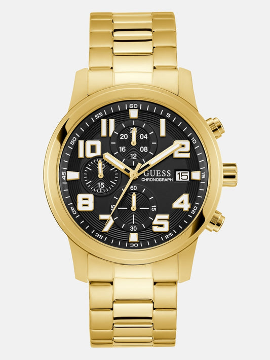 Gold-Tone and Black Chronograph Watch - Guess