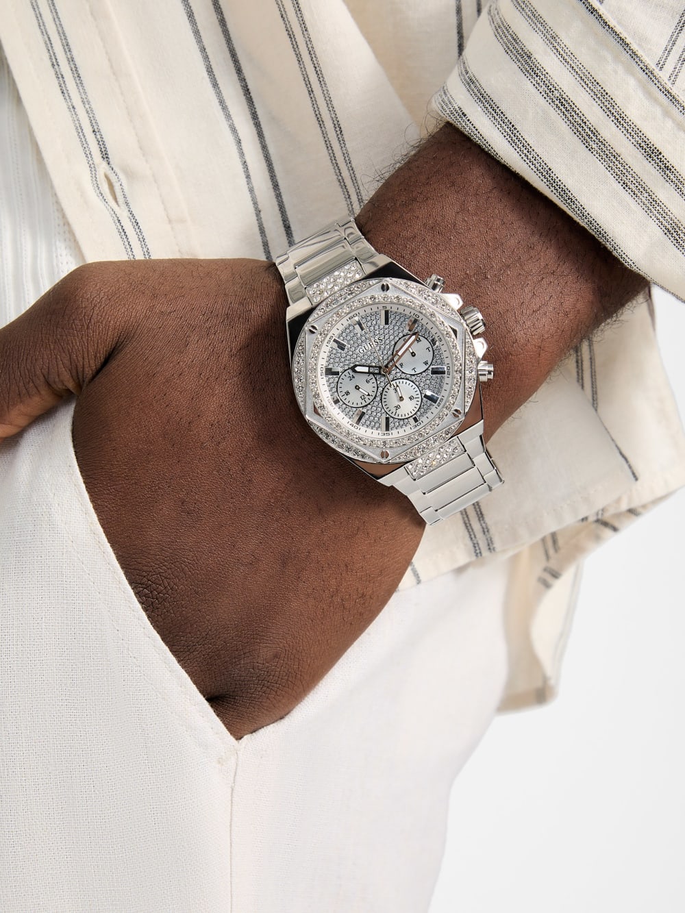 Silver-Tone Multifunction Watch - Guess
