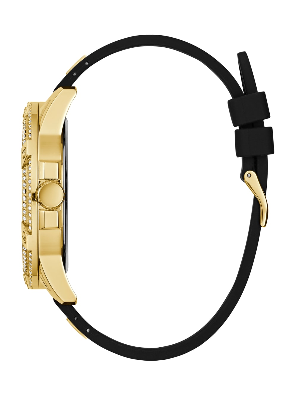 Cut-Through Gold-Tone and Black Silicone Multifunction Watch - Guess