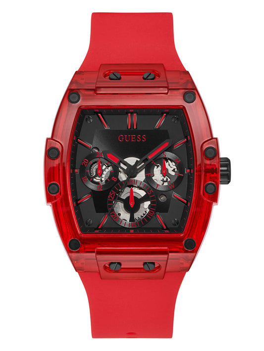 Red Plastic and Silicone Multifunction Watch - Guess