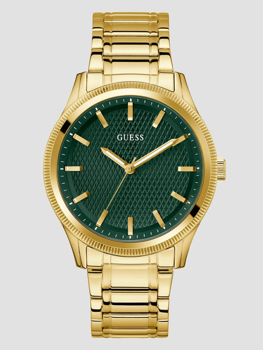 Gold-Tone and Green Analog Watch - Guess