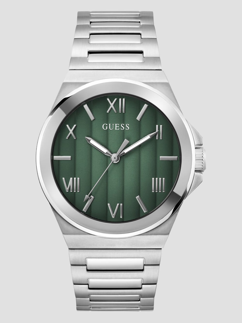 Silver-Tone and Green Analog Watch - Guess