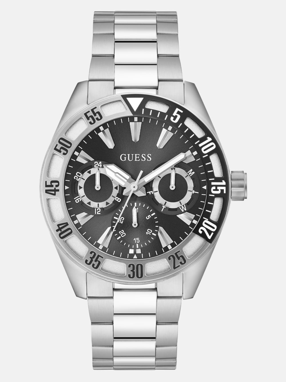 Silver-Tone and Black Multifunction Watch - Guess