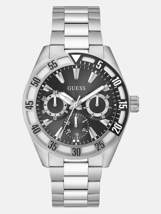 Silver-Tone and Black Multifunction Watch - Guess