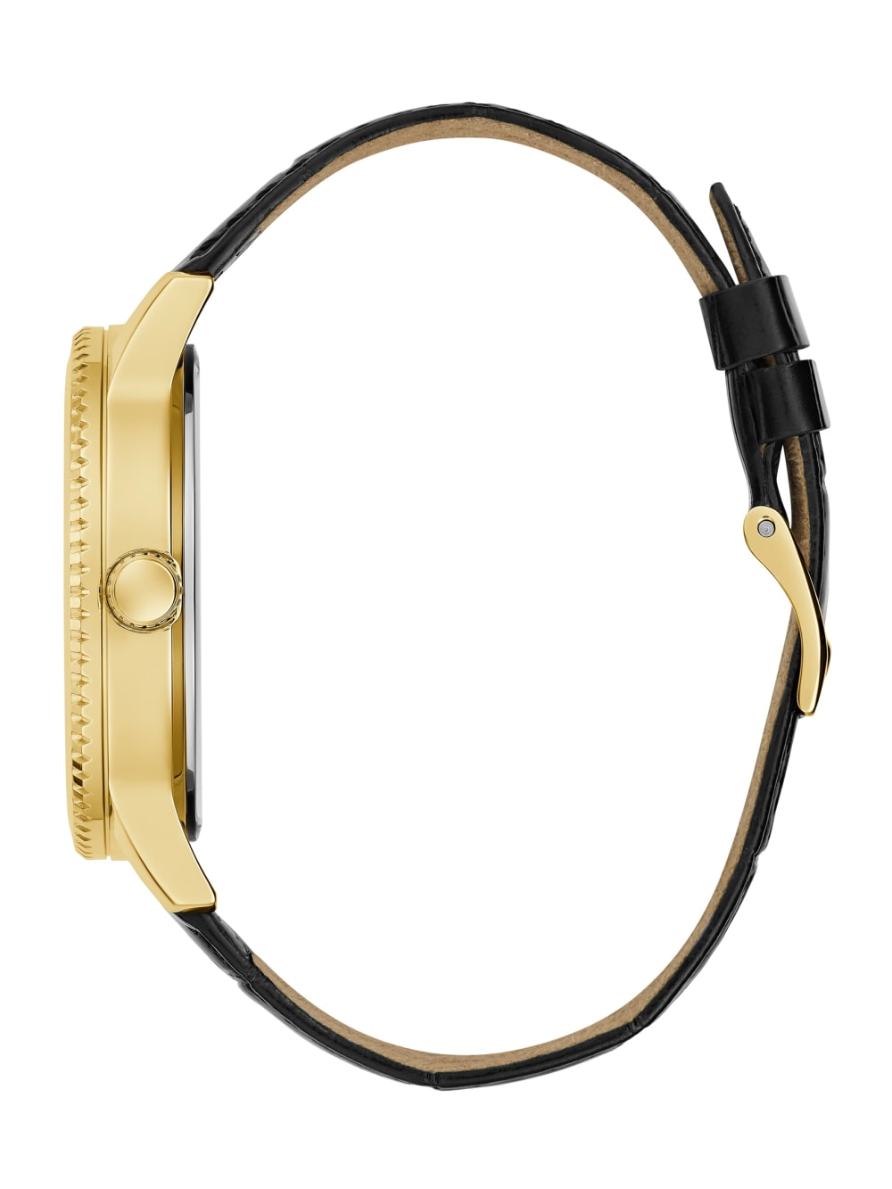 Gold-Tone and Black Analog Leather Watch - Guess