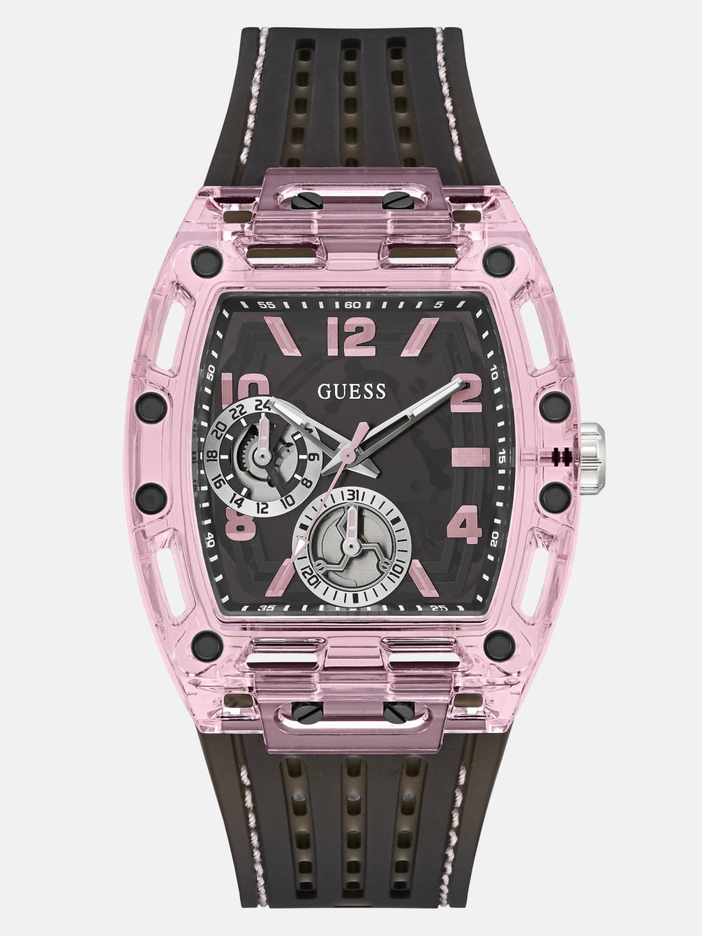 Clear and Black Silicone Multifunction Watch - Guess