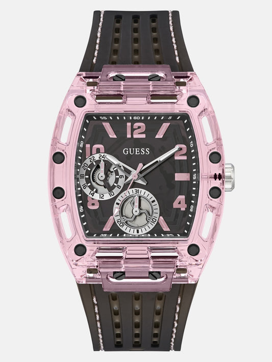 Clear and Black Silicone Multifunction Watch - Guess