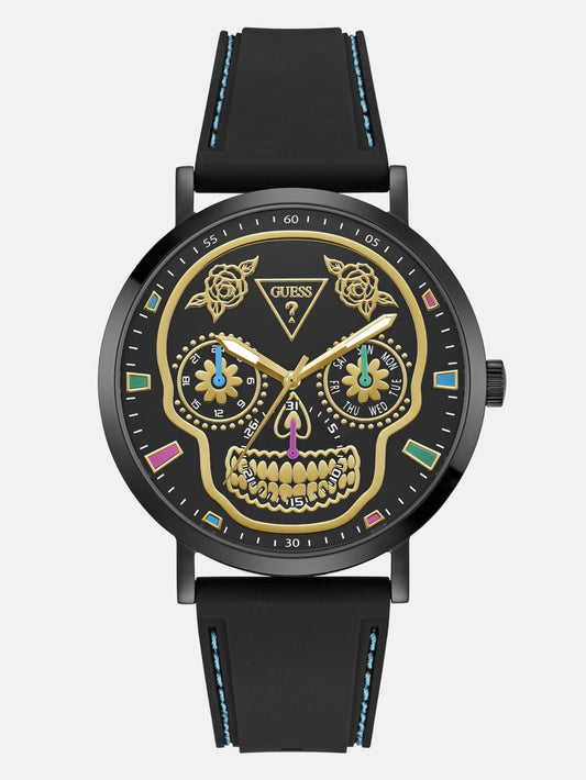 Black Multifunction Silicone Watch - Guess