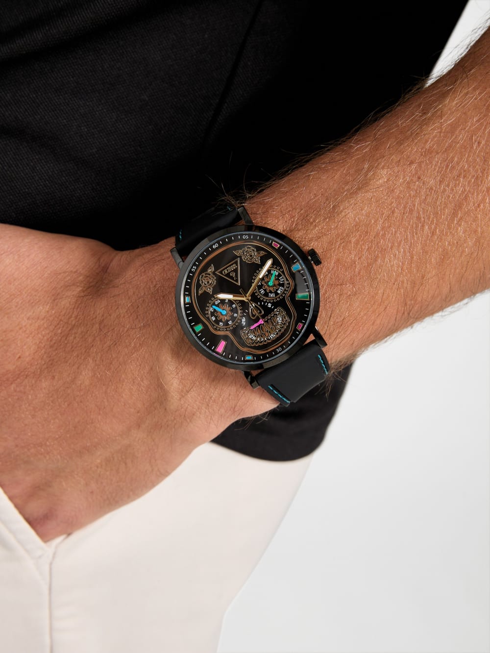 Black Multifunction Silicone Watch - Guess