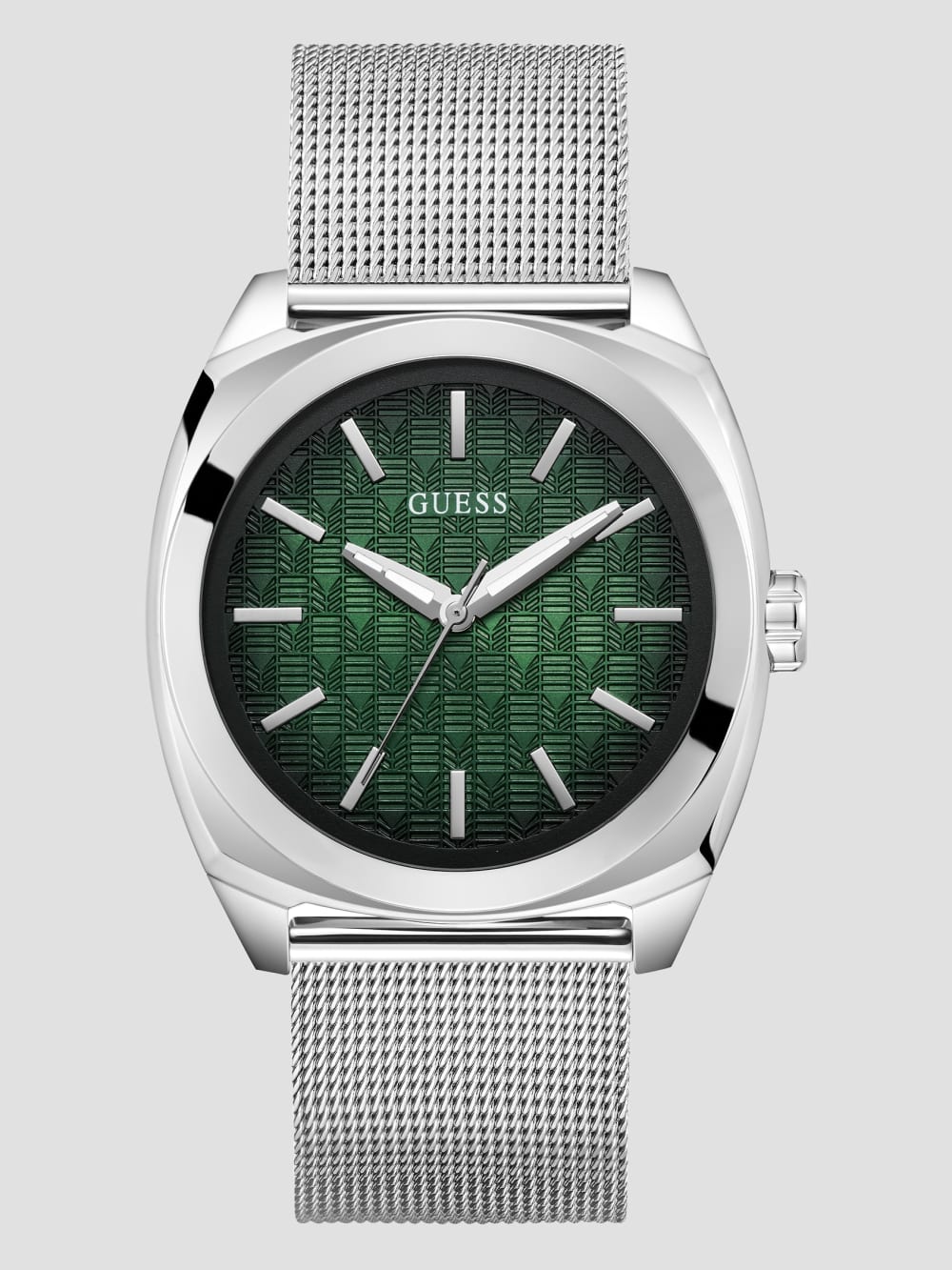Silver-Tone and Green Analog Watch - Guess