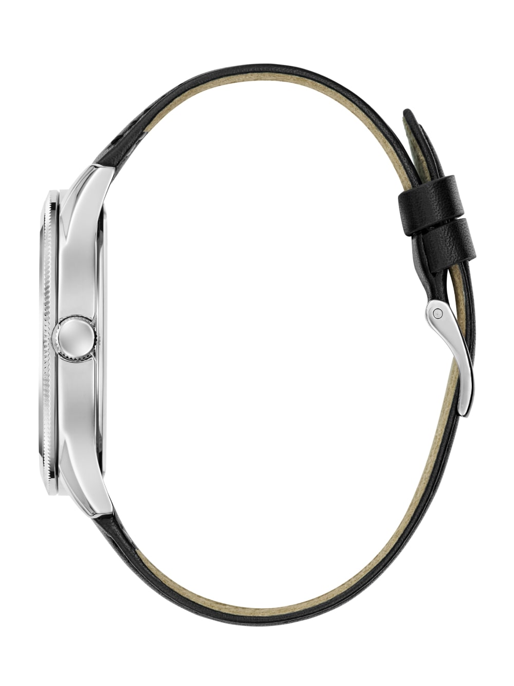 Silver-Tone Analog Leather Watch - Guess