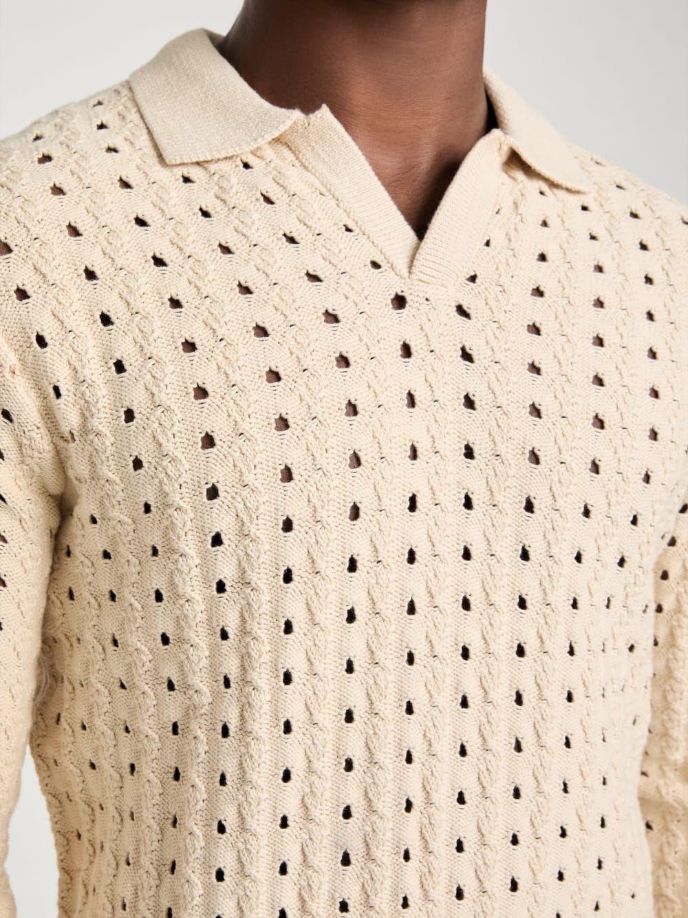 Open-Knit Polo Sweater - Guess