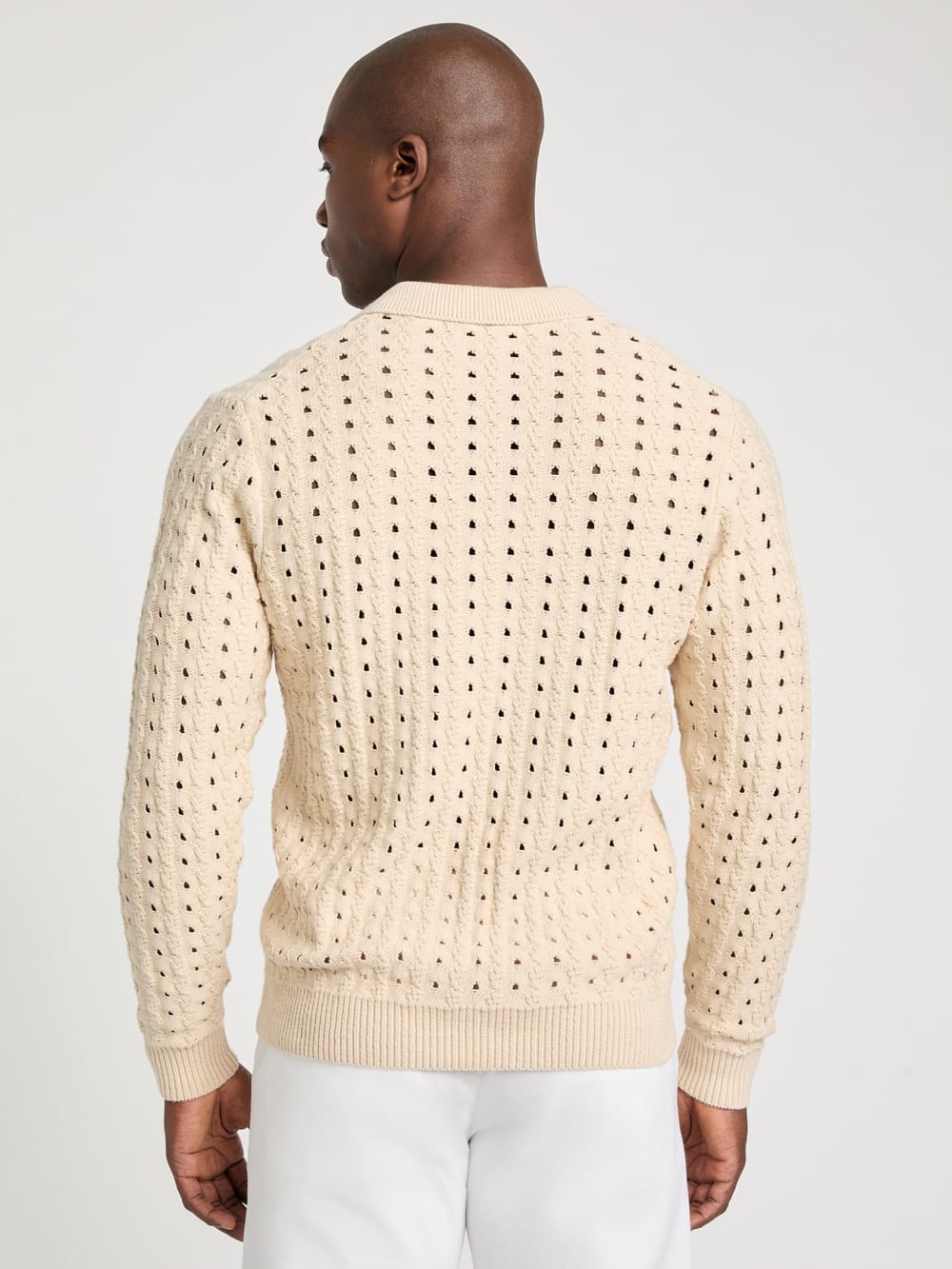 Open-Knit Polo Sweater - Guess