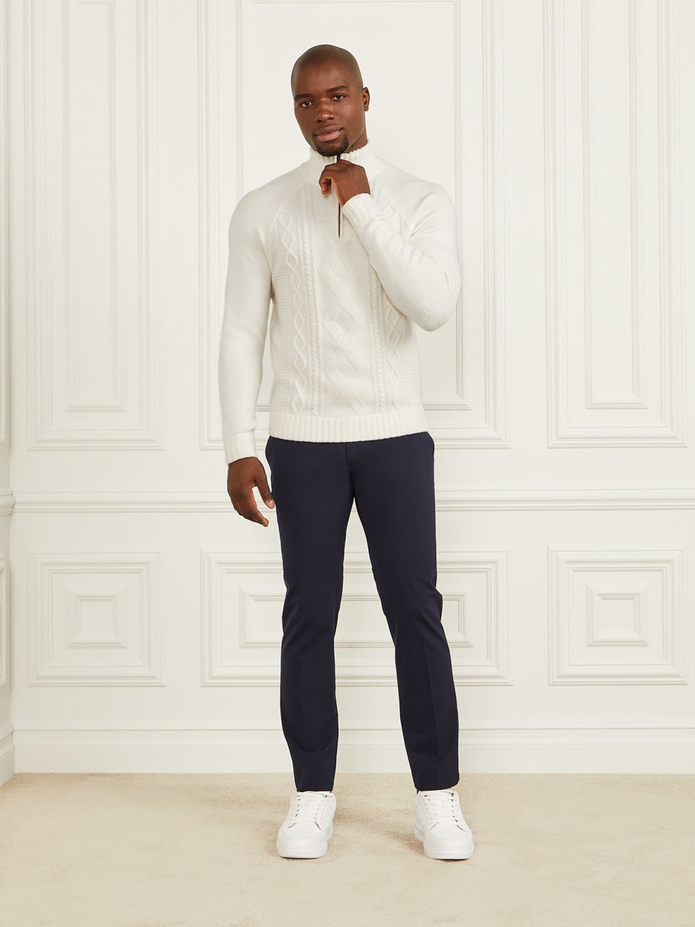 Eco Half-Zip Cable Knit Sweater - Guess
