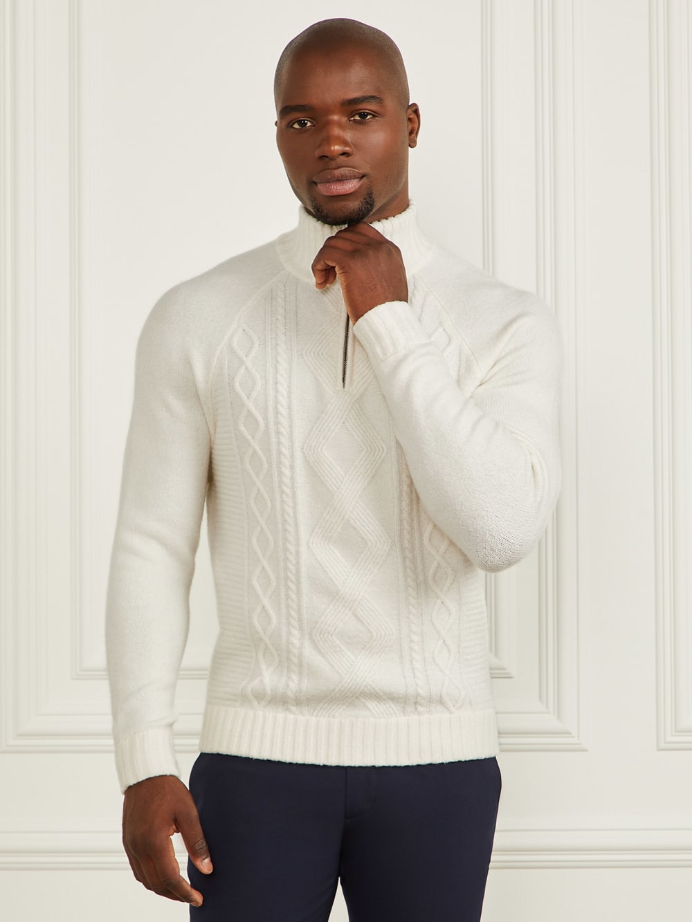 Eco Half-Zip Cable Knit Sweater - Guess