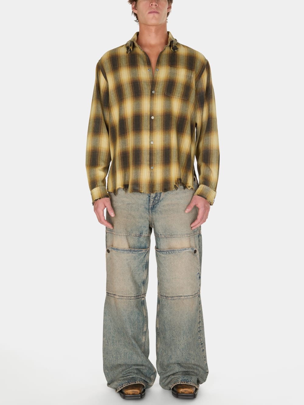 distressed flannel shirt - Guess