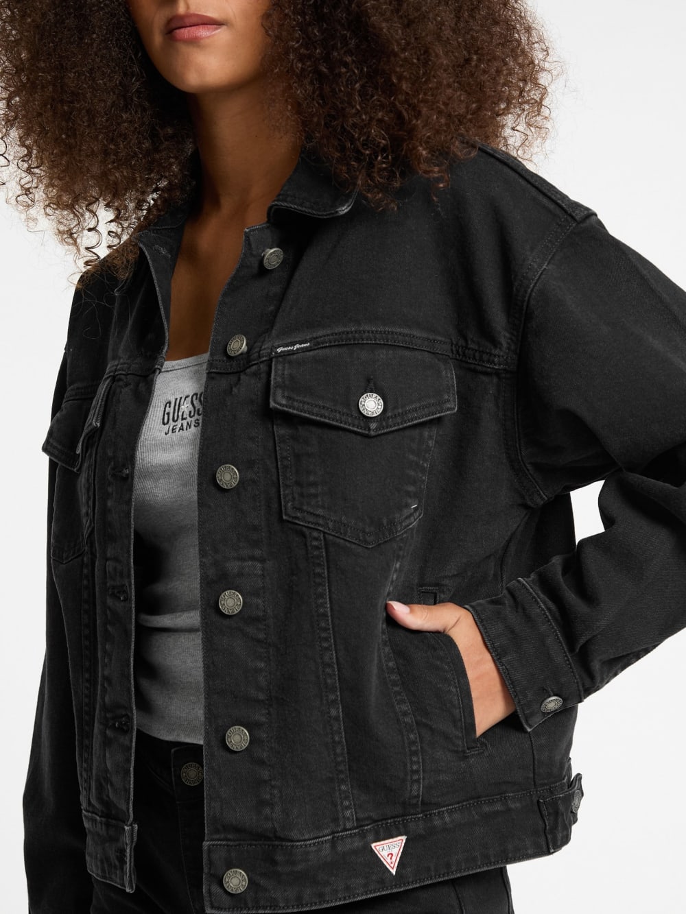 Oversized Denim Trucker Jacket - Guess