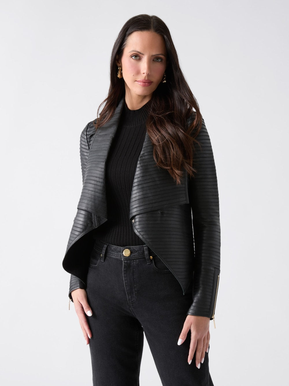 Shayna Drape Leather Jacket - Guess