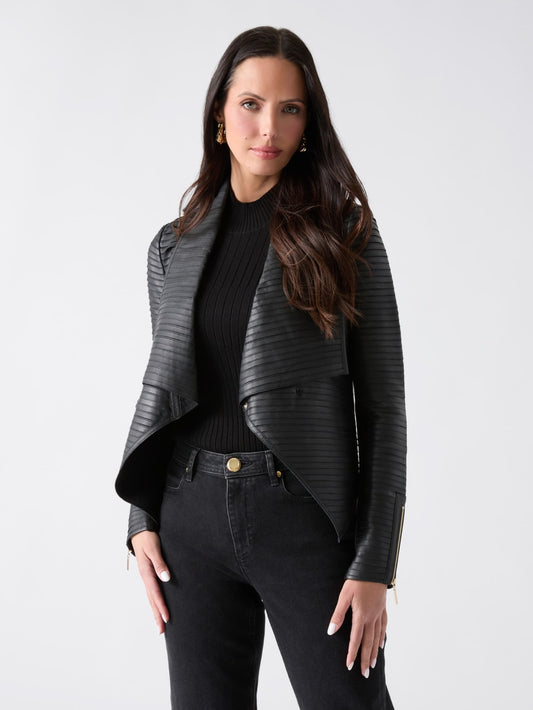 Shayna Drape Leather Jacket - Guess