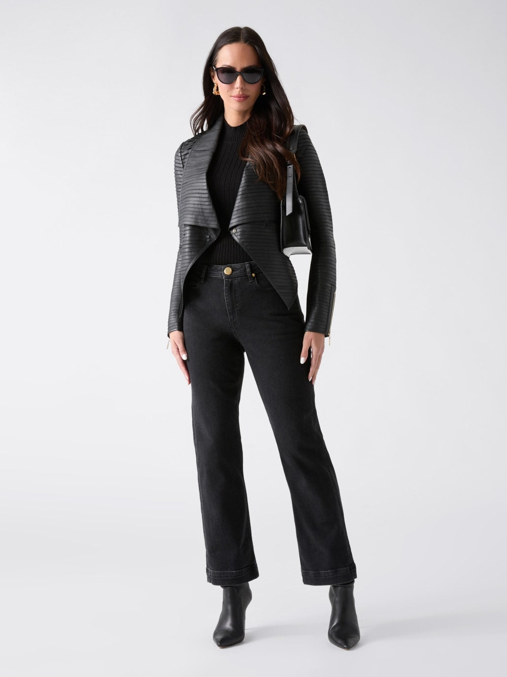 Shayna Drape Leather Jacket - Guess