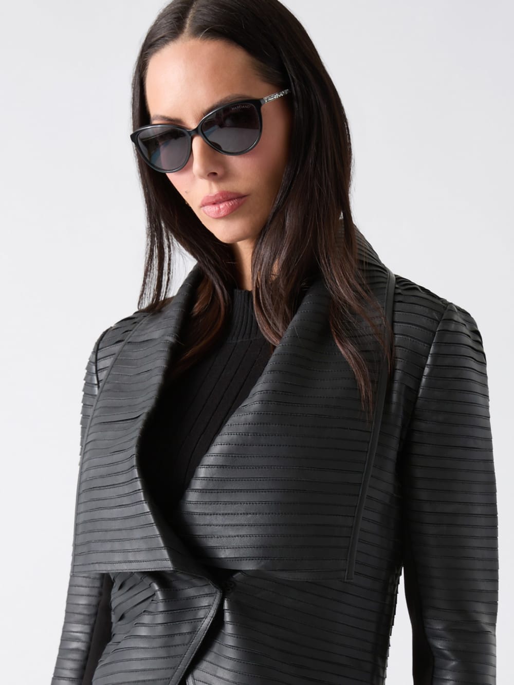 Shayna Drape Leather Jacket - Guess