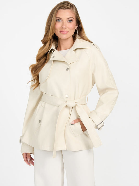 Marika Faux-Leather Short Trench Coat - Guess